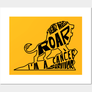 Sarcoma Cancer Awareness yellow ribbon hear me roar I'm a cancer survivor Posters and Art